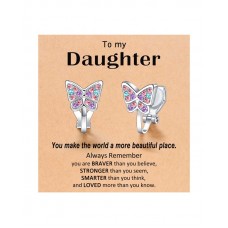 Kidbbi Valentines Day Gifts for Daughter Clip On Earrings for Girls Kids Daughter Gifts from Mom  X-CE-Color Butterfly-Daughter-02
