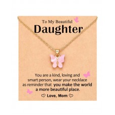 Kidbbi Valentines Day Gifts for Daughter from Mom To My Daughter Necklace Birthday Chritsmas Gifts X-N-Pink Butterfly-Daughter-001