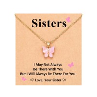 Kidbbi Galentines Day Sister Gifts from Sisters Christmas Birthday Gifts for Sister Necklace X-N-Pink Butterfly-Sister-003