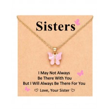 Kidbbi Galentines Day Sister Gifts from Sisters Christmas Birthday Gifts for Sister Necklace X-N-Pink Butterfly-Sister-003