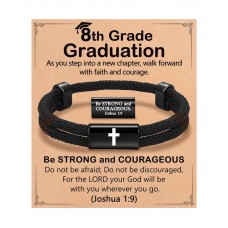 Kidbbi Best 8th Grade Graduation Decorations Gifts for Boys Middle School Graduation 2026 Bracelet  Z-1 9 Cross-8th grade-B03