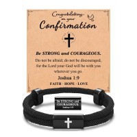 Kidbbi Confirmation Gifts for Teen Boys Teenage Catholic Confirmation Sponsor Gift Decorations Cross Bracelet Z-1 9 Cross-Confir-B01