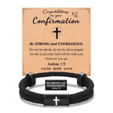 Kidbbi Confirmation Gifts for Teen Boys Teenage Catholic Confirmation Sponsor Gift Decorations Cross Bracelet Z-1 9 Cross-Confir-B01