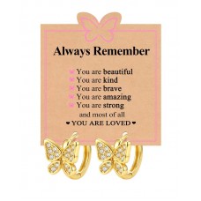 Kidbbi Hypoallergenic Butterfly Hoop Earrings for Little Girls 8-12 Kids 5 7 6 8 10 12 9 10 11 Year Old Birthday 5th Grade Pre K Preschool Kindergarten Graduation Gifts Z-Bfly-Hoop-Always-E01