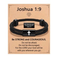 Kidbbi Cross Bracelet for Men Teen Boy Gifts Ideas 5th 8th Grade Kindergarten Preschool Pre K Graduation Gift Kids Baptism Confirmation Christian 8 10 12 13 11 9 Year Old Birthday Teenage Boys Z-Black Cross-1:9-B01