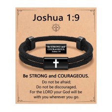 Kidbbi Cross Bracelet for Men Teen Boy Gifts Ideas 5th 8th Grade Kindergarten Preschool Pre K Graduation Gift Kids Baptism Confirmation Christian 8 10 12 13 11 9 Year Old Birthday Teenage Boys Z-Black Cross-1:9-B01