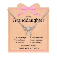 Kidbbi Granddaughter Gifts from Grandma Bow Necklace Tween Teen Girl Trendy Stuff Cute Jewelry 8 10 12 14 13 Birthday Valentines Day Gifts for Teens Kids  Z-Bow-GD-N01