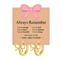 Kidbbi 14K Gold Hoop Bow Earrings for Girls Kids 8-12 Hypoallergenic Tween Teen Girl Gifts Trendy Cute Stuff 10 12 14 9 11 Year Old Birthday 5th Grade Pre K Preschool Kindergarten Graduation Gifts  Z-Bow-Hoop-Always-E01