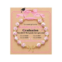 Kidbbi Kindergarten Graduation Decorations Gifts for Girls Kids Best Kinder Graduation Bracelet 2026 Z-Bow-Pk Bead-Kinder-B03