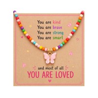 Kidbbi Necklace for Little Girls Kids Jewelry Ages 8-12 10 4 6 5 7 Year Old Birthday First Day of Preschool Kindergarten Back To School Gifts Z-Color Bfly-You are-N01