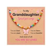 Kidbbi Granddaughter Necklace Gifts for Little Girl Kids Jewelry 4 6 8 5 7 Z-Colorful-Bfly-GD-N01