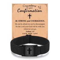 Kidbbi Confirmation Gifts for Teenage Teen Boys Men Catholic Confirmation Gift Ideas Christian Cross Bracelet Z-Elastic-Cross-Confir-B01