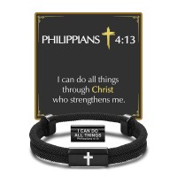 Kidbbi Cross Bracelet for Men Kids Jesus Bible Verse Faith Baptism Confirmation Religious Christian Graduation Easter Gifts for Adults Teens Teenage Boys 8 12 13 15 14 16 Philippians 4 13 Z-Engraved Cross-4:13-B02