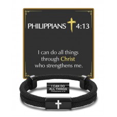 Kidbbi Cross Bracelet for Men Kids Jesus Bible Verse Faith Baptism Confirmation Religious Christian Graduation Easter Gifts for Adults Teens Teenage Boys 8 12 13 15 14 16 Philippians 4 13 Z-Engraved Cross-4:13-B02