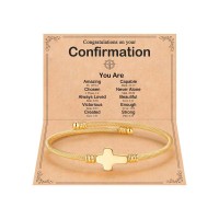 Kidbbi Confirmation Gifts for Teen Girls Teenage Catholic Confirmation Sponsor Decorations Bracelet Z-G Cross-Confir-B01