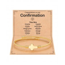 Kidbbi Confirmation Gifts for Teen Girls Teenage Catholic Confirmation Sponsor Decorations Bracelet Z-G Cross-Confir-B01
