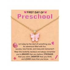 Kidbbi First Day Of Preschool Pre K Prek Necklace Z-Pink Bfly-Prek-N01