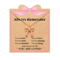 Kidbbi Bow Necklace for Girls Jewelry Tween Teen Girl Gifts Trendy Stuff 8 10 12 11 9 Year Old Birthday Kindergarten 5th Grade Graduation Gifts Z-Pink Bow-Always-N01