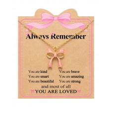 Kidbbi Bow Necklace for Girls Jewelry Tween Teen Girl Gifts Trendy Stuff 8 10 12 11 9 Year Old Birthday Kindergarten 5th Grade Graduation Gifts Z-Pink Bow-Always-N01
