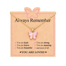 Kidbbi Butterfly Necklace for Little Girls Kids Jewelry Ages 8-12 Kindergarten 5th 8th Grade Graduation Gifts 4 6 5 7 9 10 Year Old Birthday Girl Z-Pink Butterfly-Always-N01