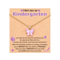 Kidbbi First Day of Kindergarten Necklace Back to School Gifts for Kids Z-Purple Bfly-Kindergarten-N02