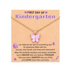 Kidbbi First Day of Kindergarten Necklace Back to School Gifts for Kids Z-Purple Bfly-Kindergarten-N02