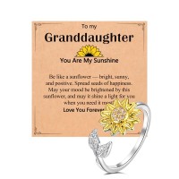 Kidbbi Granddaughter Gifts from Grandma Sunflower Rings for Teen Girls Trendy Stuff 10 12 14 16 13 Birthday Valentines Day Gifts for Teens Tween Girl Z-Sunflower-Granddau-R01