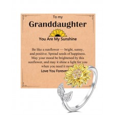 Kidbbi Granddaughter Gifts from Grandma Sunflower Rings for Teen Girls Trendy Stuff 10 12 14 16 13 Birthday Valentines Day Gifts for Teens Tween Girl Z-Sunflower-Granddau-R01